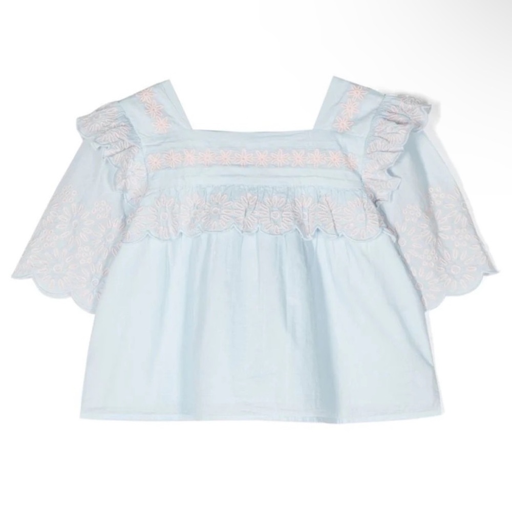 STELLA MCCARTNEY - POWDER BLUE EMBROIDERED TOP